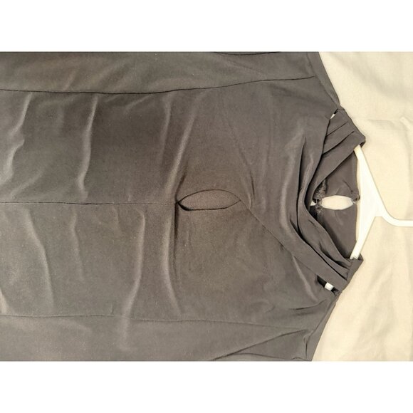 Adele & May Black Sheer Sleeve Mock Neck Keyhole Blouse Top Size S NWT - Picture 4 of 9